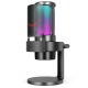 Fifine Ampligame A8 USB microphone with controllable RGB, live monitoring, input dial, pop filter for streaming