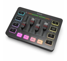 FIFINE Ampligame SC3 Gaming USB Mixer with XLR/headset input, monitoring, line in/out, faders, mute/voice effect/sample