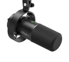FIFINE K688 USB/XLR Dynamic Microphone with Shock Mount, Touch-Mute, Headphone Jack, I/O Controls for Podcasting