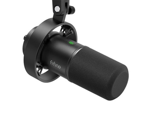 FIFINE K688 USB/XLR Dynamic Microphone with Shock Mount, Touch-Mute, Headphone Jack, I/O Controls for Podcasting