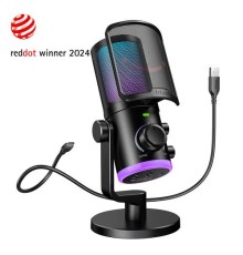 Fifine Ampligame AM6 condenser mic with game/chat mix, noise suppression, monitoring, I/O level & RGB controls