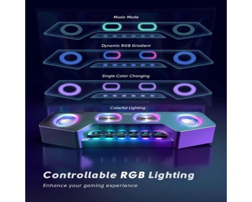 Fifine Ampligame A16 Bluetooth speaker with built-in battery, volume/music/RGB controls, EQ switch for gaming, music, videos