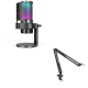 Fifine Ampligame A8 USB microphone with controllable RGB, live monitoring, input dial, pop filter for streaming