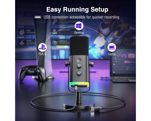 FIFINE AmpliGame AM8 RGB USB/XLR Dynamic Microphone