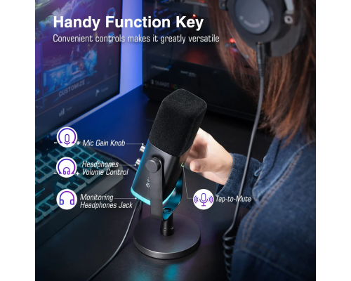 FIFINE AmpliGame AM8 RGB USB/XLR Dynamic Microphone