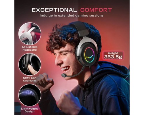 FIFINE Ampligame H3 RGB Headset with 3.5mm TRRS Jack for PS4/5, Xbox, Switch, In-line Volume & Mute Control