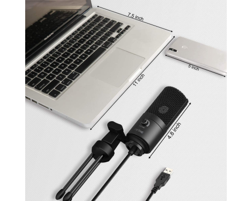 FIFINE K669B USB Microphone with Volume Dial for Streaming, Vocal Recording, Podcasting on Computer