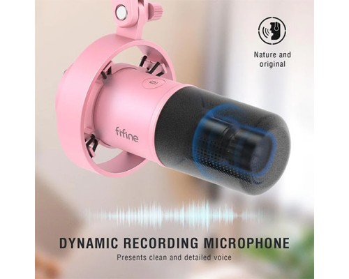 FIFINE K688 USB/XLR Dynamic Microphone with Shock Mount, Touch-Mute, Headphone Jack, I/O Controls for Podcasting