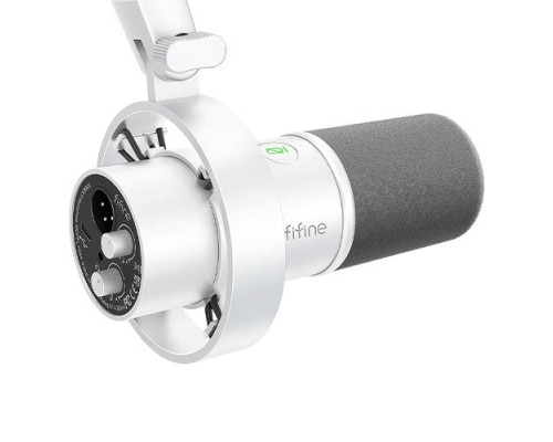 FIFINE K688 USB/XLR Dynamic Microphone with Shock Mount, Touch-Mute, Headphone Jack, I/O Controls for Podcasting