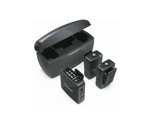 FIFINE M9 Dual Wireless Lavalier Microphone System with Charging Case & 3 Adapter Cables for Android, iPhone, Camera, PC