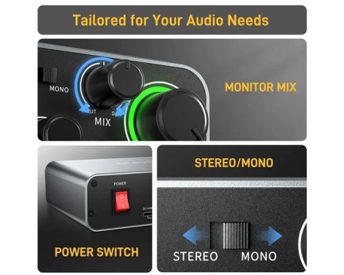 Maono PS22 Audio Interface For Recording, Music Production, Guitar