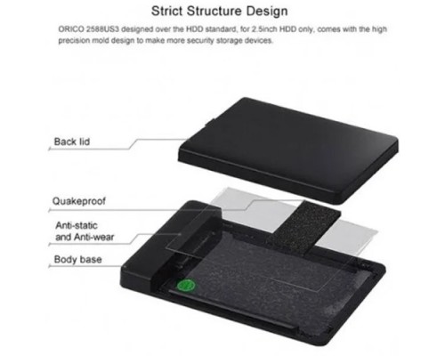 ORICO 2588US3 2.5INCH SATA HDD/SSD USB 3.0 ENCLOSURE BLACK