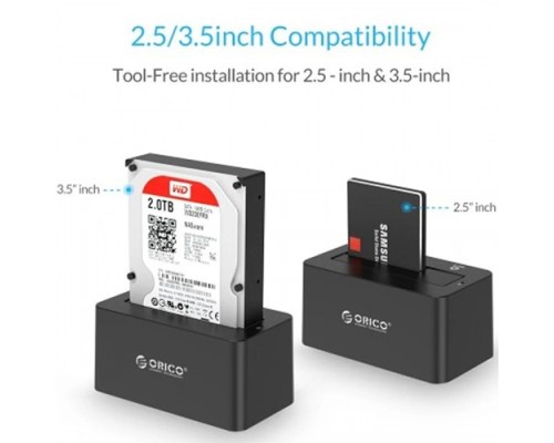 ORICO 6619SUS3 DUAL BAY 2.5INCH AND 3.5INCH SATA USB 3.0 HDD ENCLOSURE WITH DOCKING STATION
