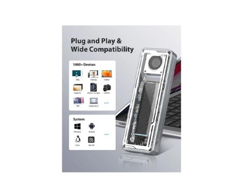 ORICO AAGM2 TRANSPARENT USB 4 40GBPS NVME SSD ENCLOSURE