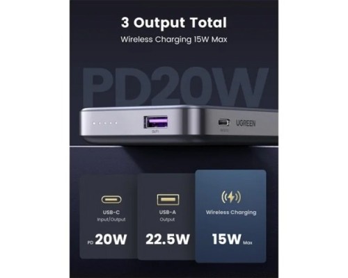 UGREEN PB206(15086) FOLDABLE KICKSTAND MAGNETIC WIRELESS POWER BANK