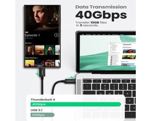 UGREEN US501 (30389) USB-C to USB-C Thunderbolt 4 Cable - 0.8m