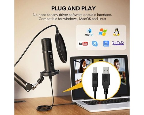 Maono AU-PM422 Podcast Microphone Zero Latency Monitoring