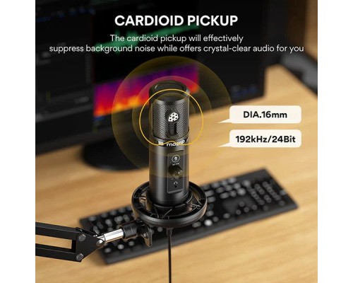 Maono AU-PM422 Podcast Microphone Zero Latency Monitoring