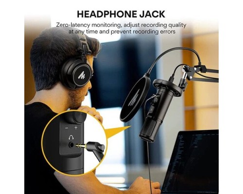 Maono AU-PM422 Podcast Microphone Zero Latency Monitoring