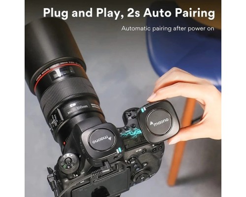 Maono WM820 A2 Real-time Monitoring and Mute 2-Person Wireless Microphone