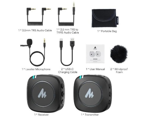 Maono WM820 Real-time Monitoring and Mute Wireless Lavalier Microphone