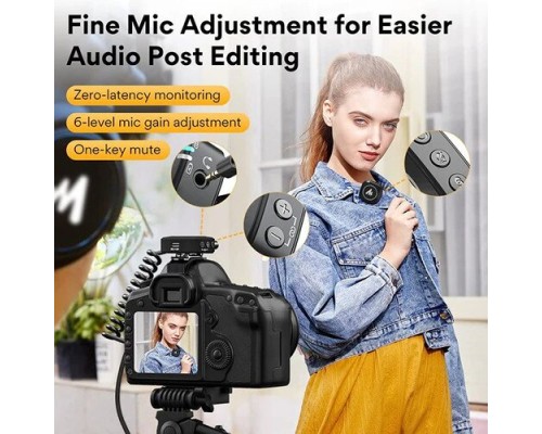 Maono WM820 Real-time Monitoring and Mute Wireless Lavalier Microphone