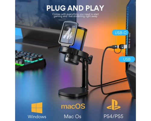 MAONO DGM20 GamerWave Condenser USB Gaming RGB Microphone